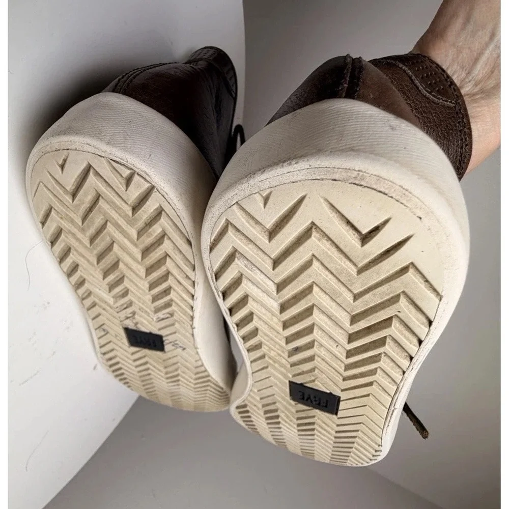 Frye Brett High Top Leather Sneakers Brown Lace Up Casual Mens 10.5 Minimalist - Picture 13 of 14